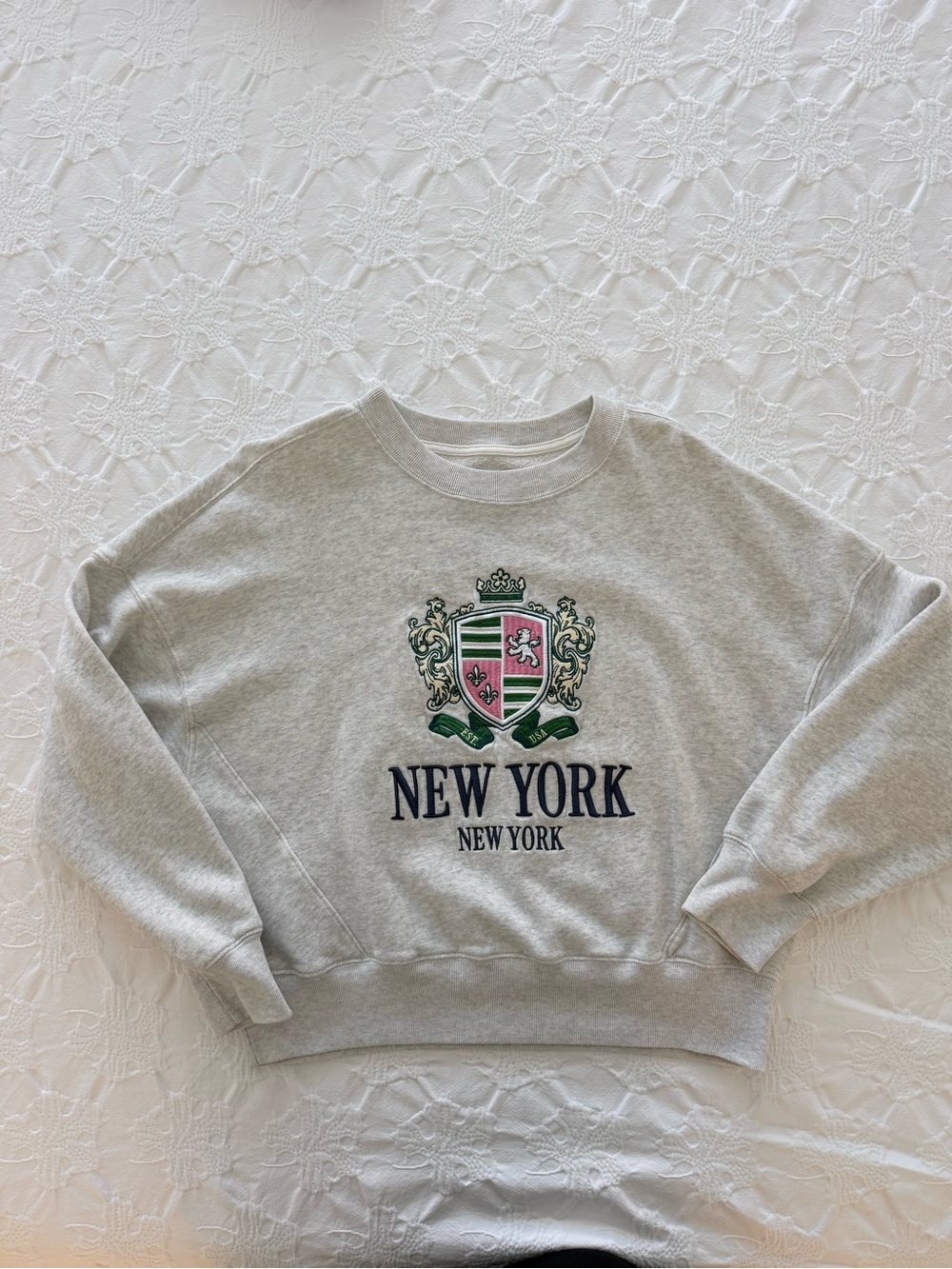Abercrombie & Fitch Grey Crewneck Sweatshirt with Embroidered Crest